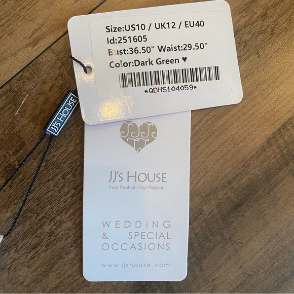 JJ’s House • Dark Green Long Sleeve Chiffon Maxi Gown • Size 10 • NWT - Picture 7 of 7